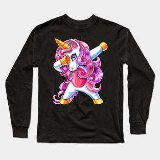 Dabbing Unicorn Birthday Shirt Girls Cute Unicorn Long Sleeve T-Shirt